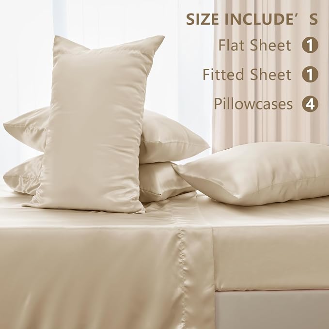 CozyLux Satin Sheets Queen Size Bed Set - Image 6
