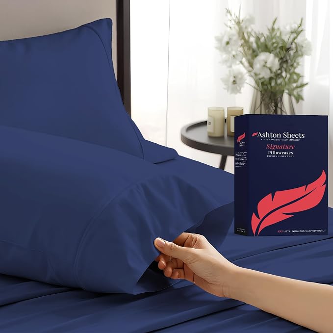 100% Egyptian Cotton Pillow Cases King Size Set of 2 by AshtonSheets