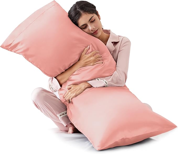 Love's cabin Satin Body Pillowcase 20x54, Cooling Pillow Cover by Lovescabin