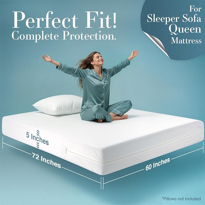 Utopia Bedding Mattress Protector Zippered Sleeper Sofa Queen Size, 100% - Image 5