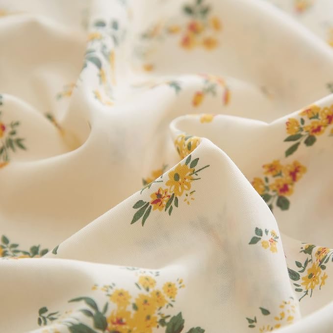 mixinni Aesthetic Floral Duvet Cover Set Twin XL Size, Farmhouse Boho Yellow - Image 6