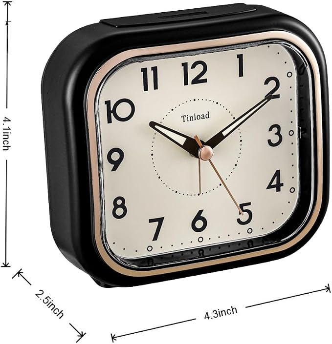Tinload 4.3" Vintage Retro Analog Alarm Clock, Super Silent Non Ticking Clock - Image 3
