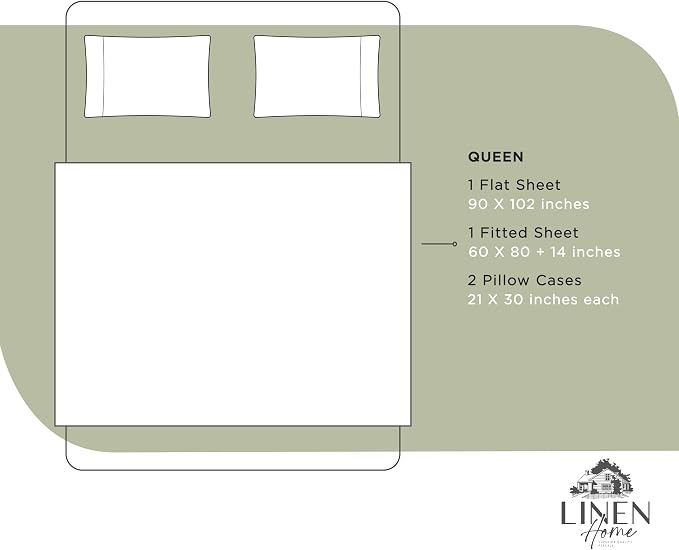 Linen Home 100% Cotton Percale Sheets Queen Size, Deep Pocket, 4 Pieces Set - Image 6