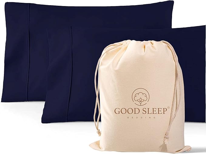 1000 TC Navy Blue King Pillowcases Set of 2 100% Egyptian Cotton Pillow Cases by GoodSleepBedding