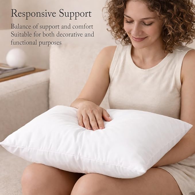 puredown® 12x20 Feather Down Pillow Inserts, 4 Pack Lumbar Pillow Inserts - Image 3