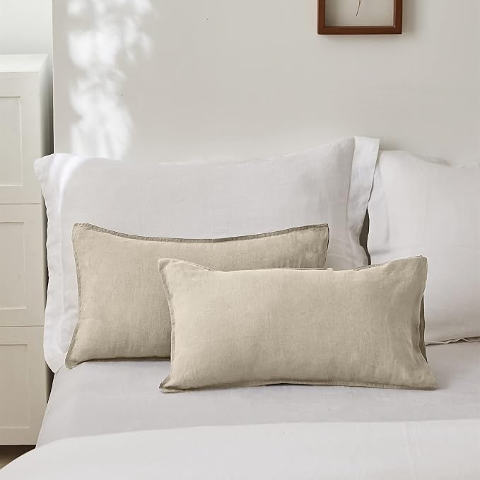 Simple&Opulence 100% Linen Lumbar Pillow Cover 12 x 20 Inches Set of 2 - Image 5