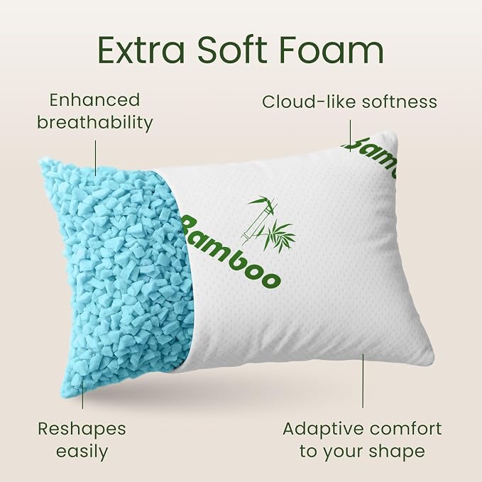 Memory Foam Pillows Queen Size Set of 2 - Image 3