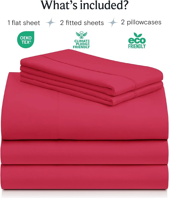 LuxClub 5 PC Sheet Set Bed Sheets Deep Pockets 16" Eco Friendly Wrinkle Free - Image 2