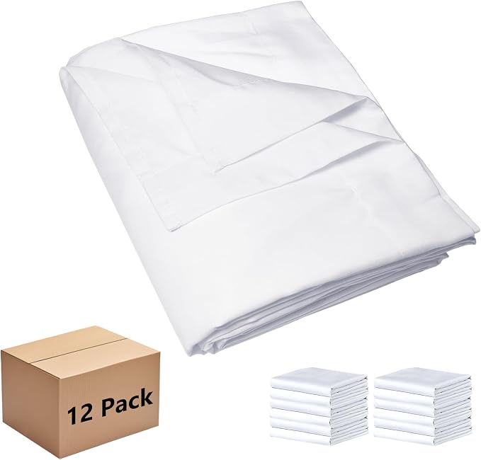 Bulk Twin Flat Sheets Only, Color-Coded Hem Threads, Wrinkle-Free Shrinkage by Culve