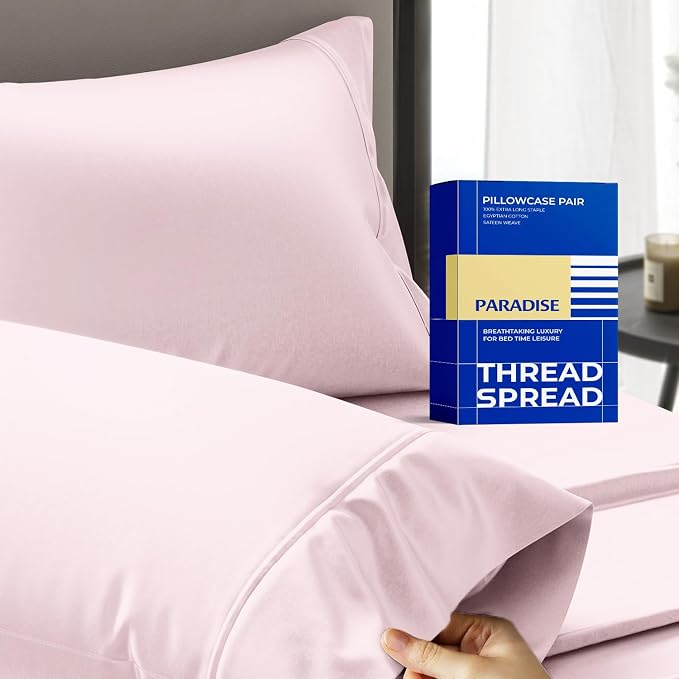 Thread Spread 100% Egyptian Cotton King Size Pillow Cases Set of 2 by THREADSPREAD