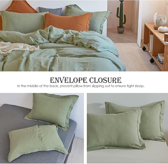 Simple&Opulence 100% Linen Duvet Cover Set 2pcs Basic Style Natural French - Image 4