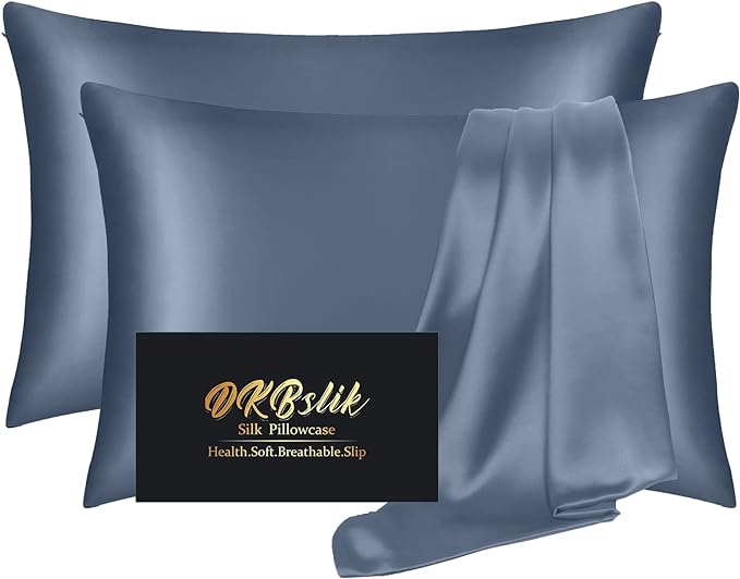 Silk Pillow Cases 2 Pack, Mulberry Silk Pillowcases Standard Set of 2, Anti Acne by HOME