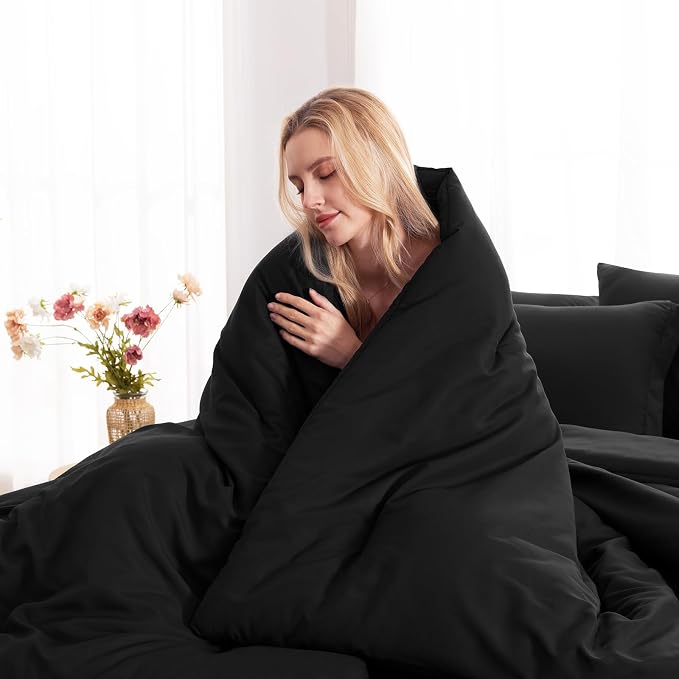 CozyLux Oversized King Comforter Set Black, 7 Pieces Bed in a Bag Comforter Set - Image 7