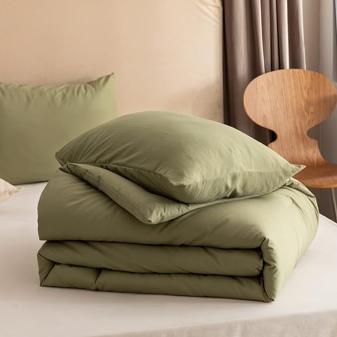ROSGONIA Comforter Full Size for Girls Boys Teens Olive Green, Lightweight Dorm - Image 6