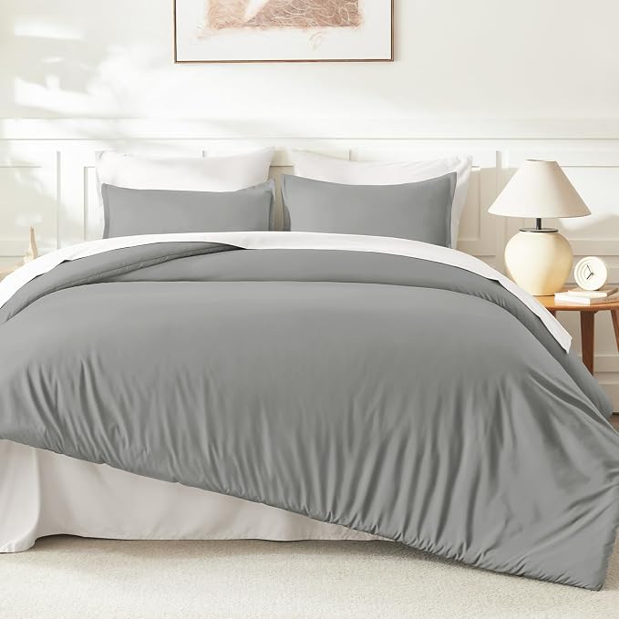 Litanika Comforters Medium Gray Oversized Queen Size, 3 Pieces Lightweight - Image 6