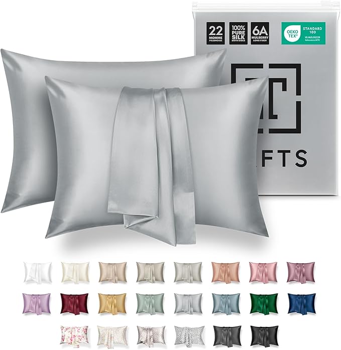 Tafts Silk Pillow Cases - 22mm 100% Pure Mulberry 6A Silk Pillowcase by Tafts