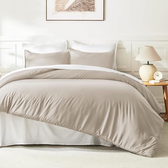 Litanika Oatmeal Comforter Queen Size, 3 Pieces Lightweight Solid Bedding - Image 6
