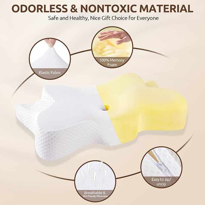 DONAMA Cervical Neck Pillow for Pain Relief, Odorless Contour Memory Foam - Image 5