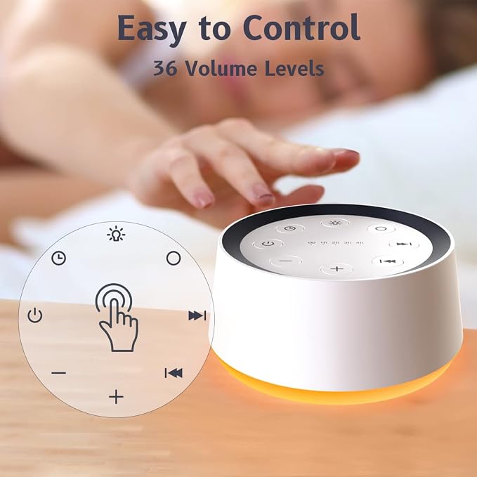 Brown Noise Sound Machine with 30 Soothing Sounds 12 Colors Night Light White - Image 6