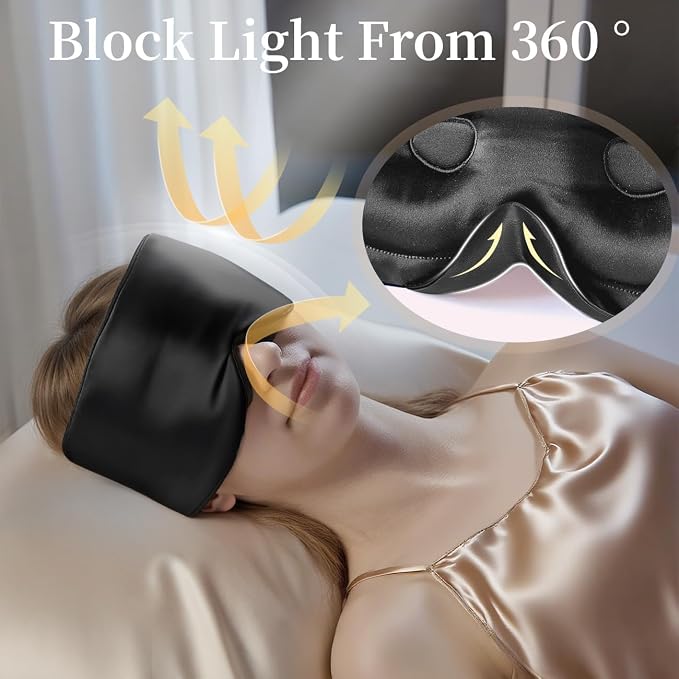 USlixury Silk Sleep Mask, 3D Contoured Sleeping Masks, 100% Mulberry Silk - Image 3