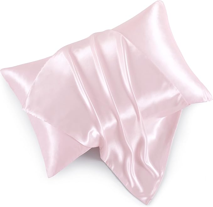 Blush Pink Satin Pillowcases by HommxJF