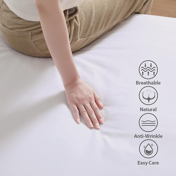 100% Egyptian Cotton Fitted Sheet Full Size White, 600 Thread Count, 8-16" Deep - Image 2