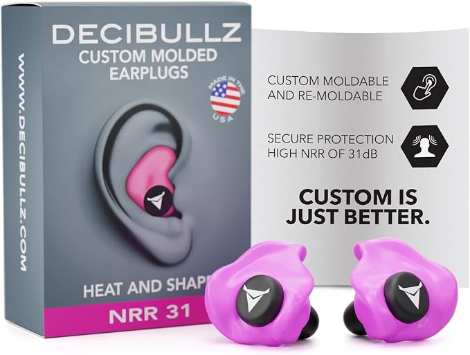 Decibullz - Custom Molded Earplugs, 31dB Highest NRR, Comfortable Hearing by Decibullz