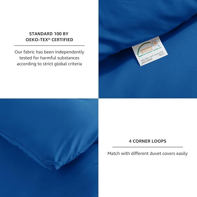 CozyLux Full Size Comforter Set Classic Blue, 3 Pieces Solid Breathable Quilted - Image 4