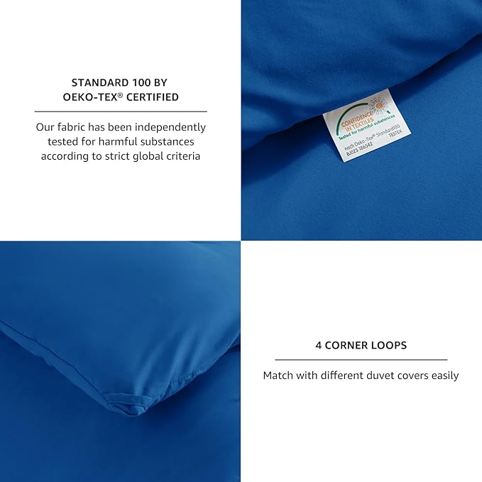 CozyLux King Size Comforter Set Classic Blue, 3 Pieces Solid Comforters King - Image 4