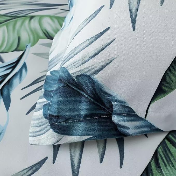 OAITE Duvet Cover King Size, Reversible Summer Leaf Green Duvet Cover Set - Image 4