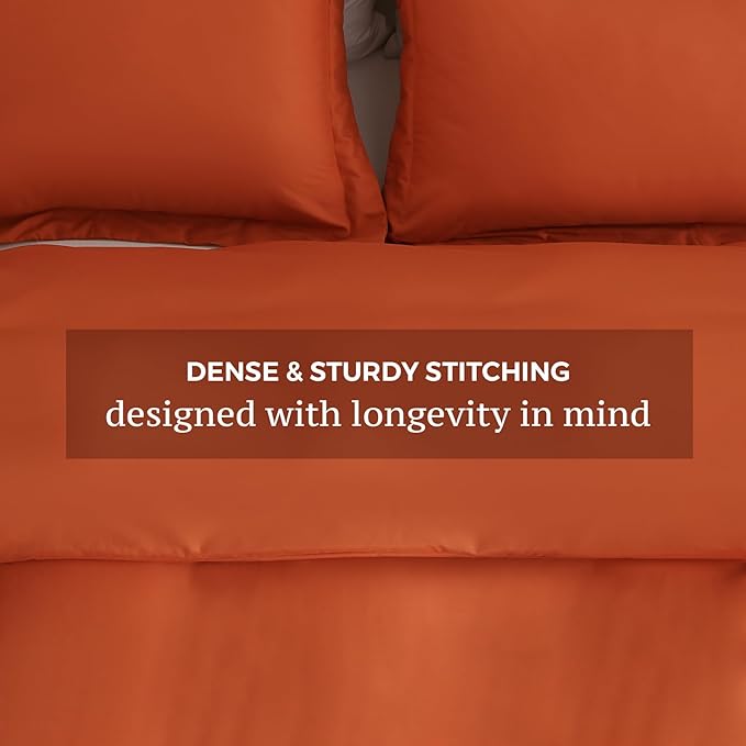 JSD Burnt Orange Duvet Cover Set King Size, 3 Piece Duvet Cover - Image 5