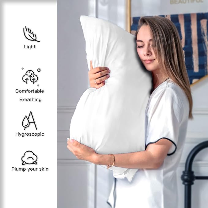 Silk Pillow Cases 2 Pack, Soft Breathable and Sliky Standard Size Pillow Cases - Image 3