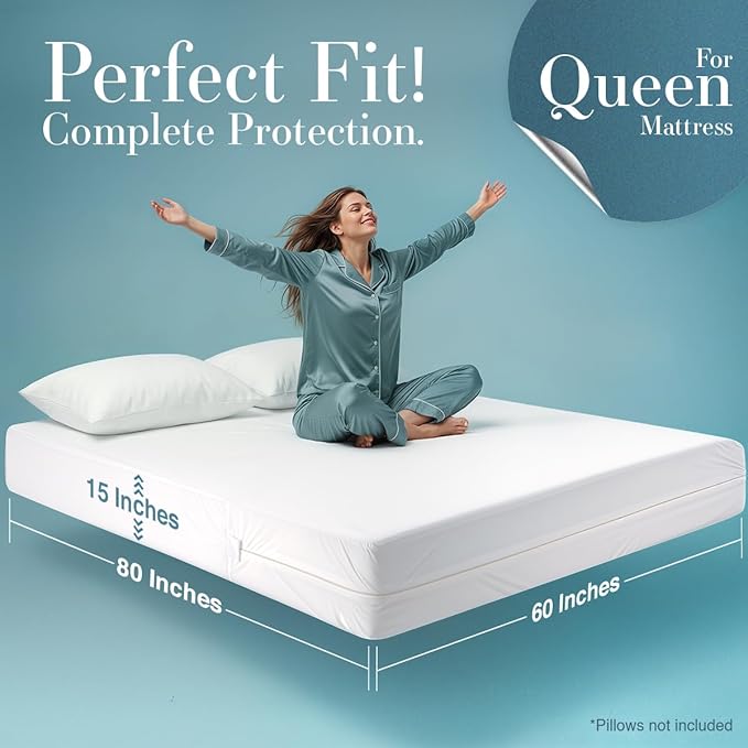 Utopia Bedding Mattress Protector Zippered Queen Size, 100% Waterproof Bed Bug - Image 5