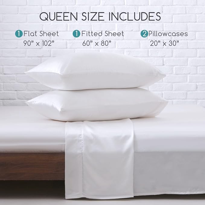 MR&HM Satin Bed Sheets, Queen Size Sheets Set - Image 7