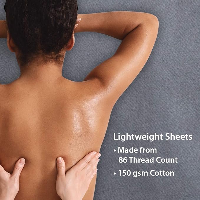 ForPro Premium Flannel 3-Piece Massage Sheet Set, Cool Grey, Stain and - Image 6