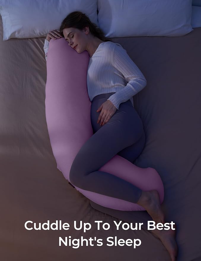 Momcozy Body Pillow for Pregnancy, J Shaped Pregnancy Pillows for Side Sleeping - Image 7