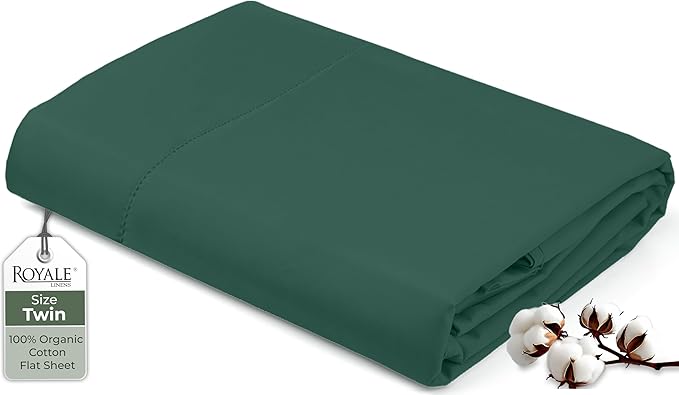 Royale Linens 100% Organic Cotton Twin Flat Sheet Only by ROYALELINENS