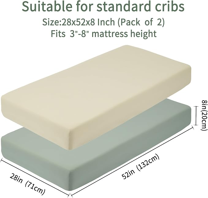 GUNTAIL Baby Crib Sheets for Boys Girls, 2 Pack Fitted Crib Sheet for Standard - Image 5