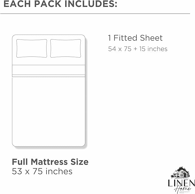 Linen Home 100% Cotton Percale Weave Fitted Sheet, Full Size, 1 Deep Pocket - Image 6