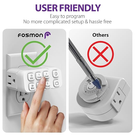 Fosmon Countdown Plug-in Timer Dual Outlets, Indoor Light Timers - Image 5