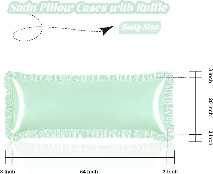 Homiest Ruffle Satin Body Pillow Cover, Silky Satin Body Pillowcase - Image 3