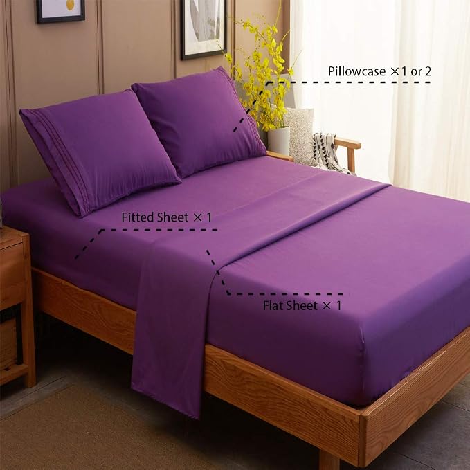 SONORO KATE Bed Sheet Set Super Soft Microfiber 1800 Thread Count Luxury - Image 2