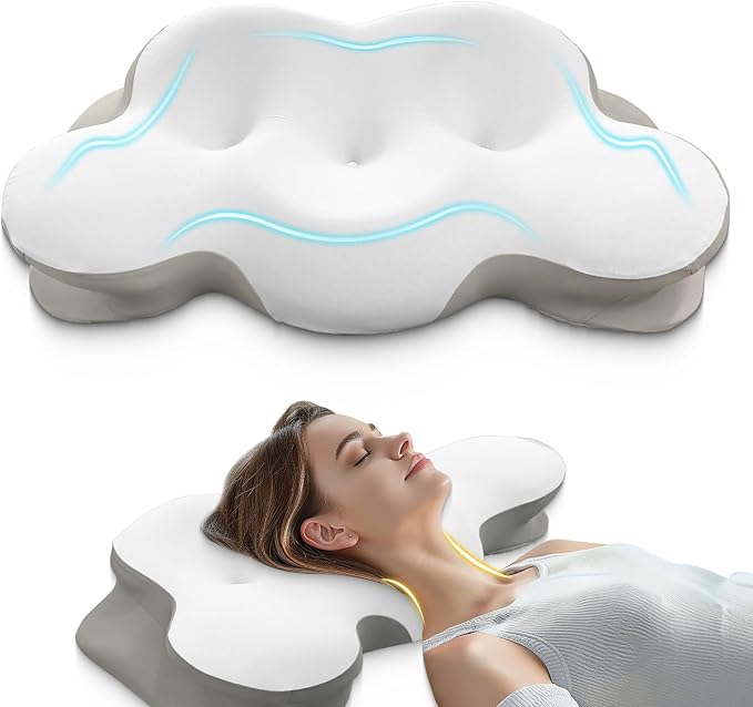 Cervical Neck Pillow, Pillows for Neck and Shoulder Pain, Contour Pillow by HealthyHomeHappyLife