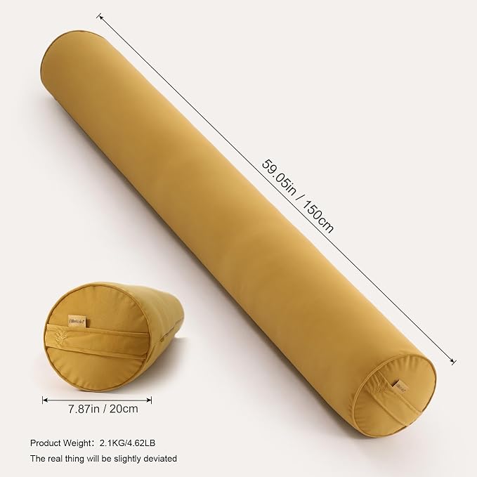 Long Round Bolster Pillow for Adults, Soft Cylinder Roll Pillow for Bed & Couch - Image 2
