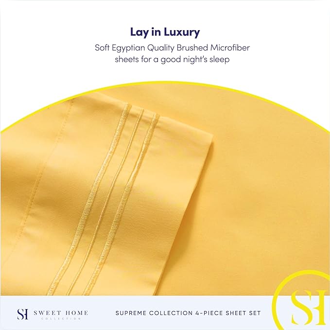 1800 Thread Count Sheet Set – Soft Egyptian Quality Brushed Microfiber Sheets – - Image 6
