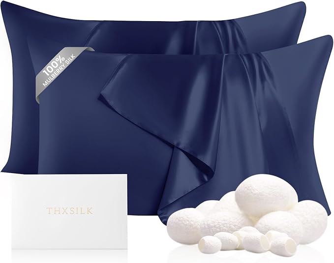 THXSILK Set of 2 100% Pure Mulberry Silk Pillowcases by THXSILK
