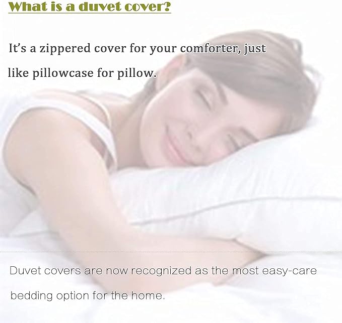 FADFAY Floral Duvet Cover Set 100% Cotton Green and Beige Striped Shabby Flower - Image 4