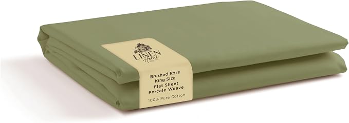 Linen Home 100% Cotton Percale 1 Flat Sheet, King Size by LINENHOME