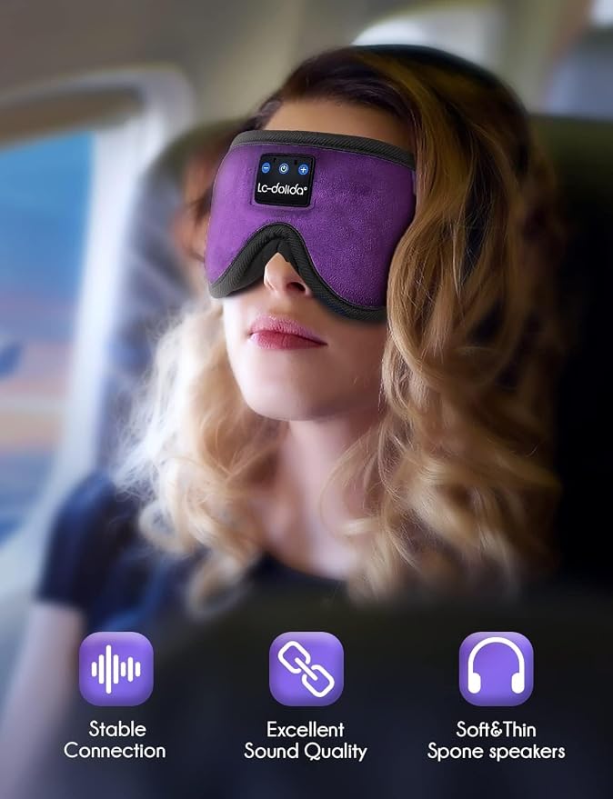 LC-dolida Sleep Headphones, Sleep Mask Bluetooth Wireless Music Eye Mask - Image 6