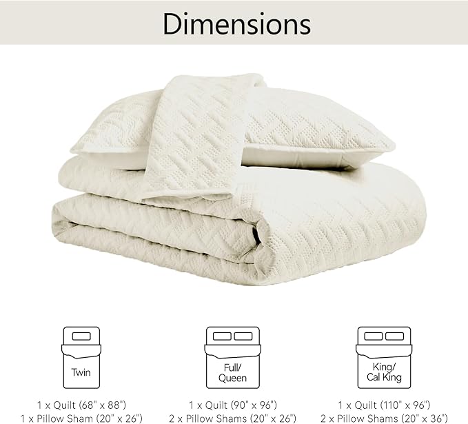 FLYMME Quilts Queen Size, Lightweight Cream Bedspreads, Basket Weave Pattern - Image 5